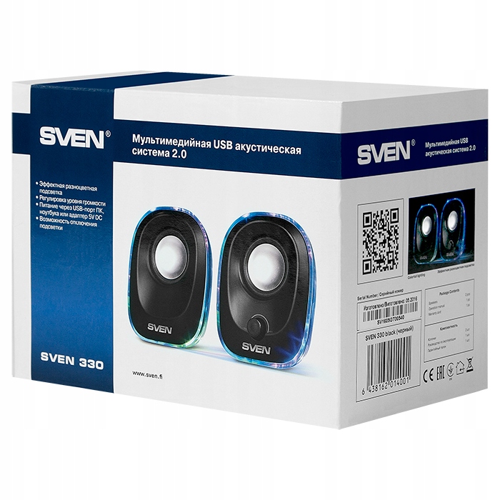 SVEN 330 głośniki komputerowe USB 5W LED