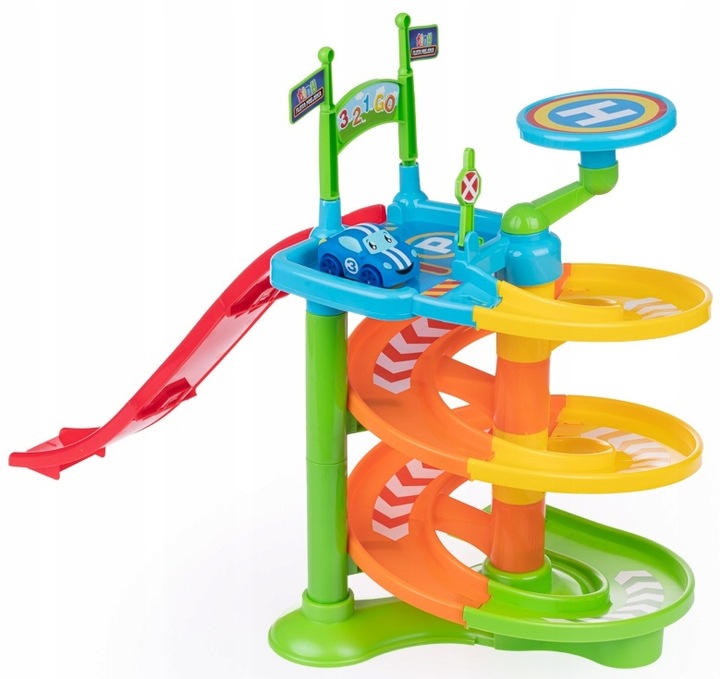 Dumel Flota Miejska Zjeżdżalnia z miękkim AUTKIEM parking 12m+