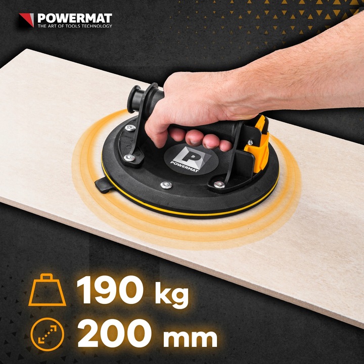 PRZYSSAWKA PRÓŻNIOWA DO PŁYTEK UCHWYT Z POMPKĄ GLAZURY SZYB 190 KG 200 MM
