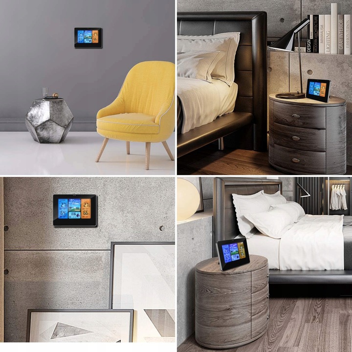 BEZPRZEWODOWA STACJA POGODOWA POGODY Higrometr Termometr Czujnik Zegar Data