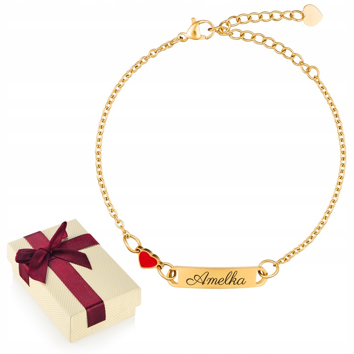 Bransoletka Złota SERCE z Grawerem dla Dziecka G1 Prezent dla Córki Wnuczki