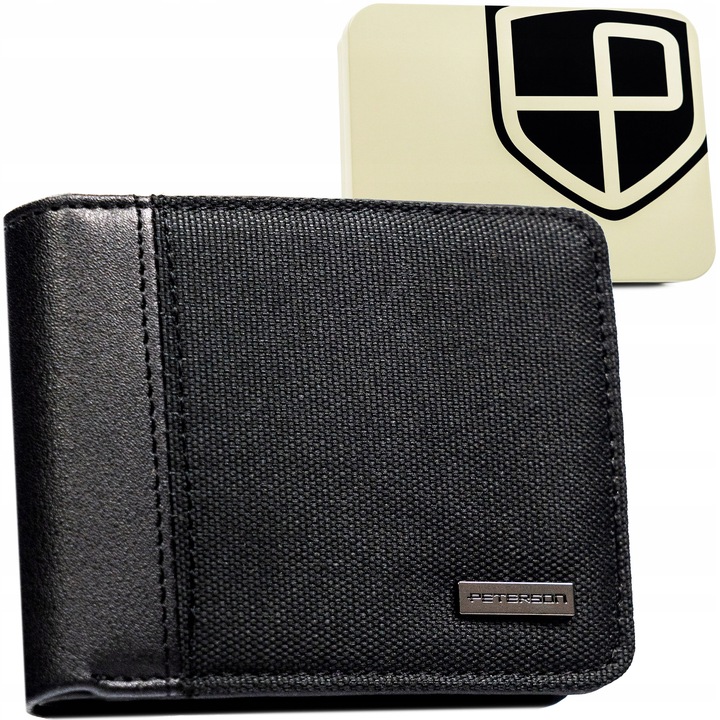 Portfel męski ze skóry eko Peterson z ochroną RFID STOP na gotówkę karty