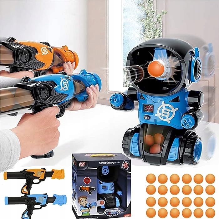STRZELANIE DO CELU ROBOT + 2x PISTOLET NA KULKI LICZNIK GRA ZRĘCZNOŚCIOWA