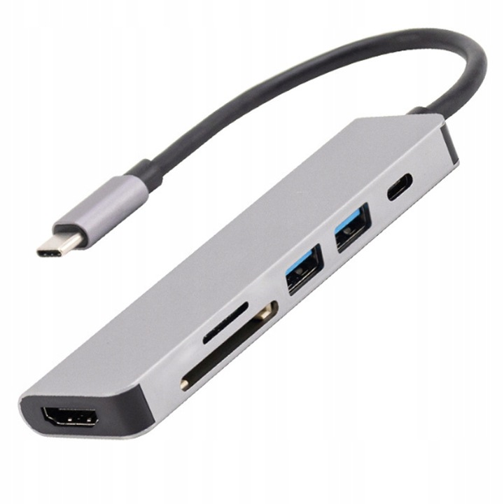 Adapter 6w1 HUB USB-C HDMI 4K Macbook M1 PRO AIR