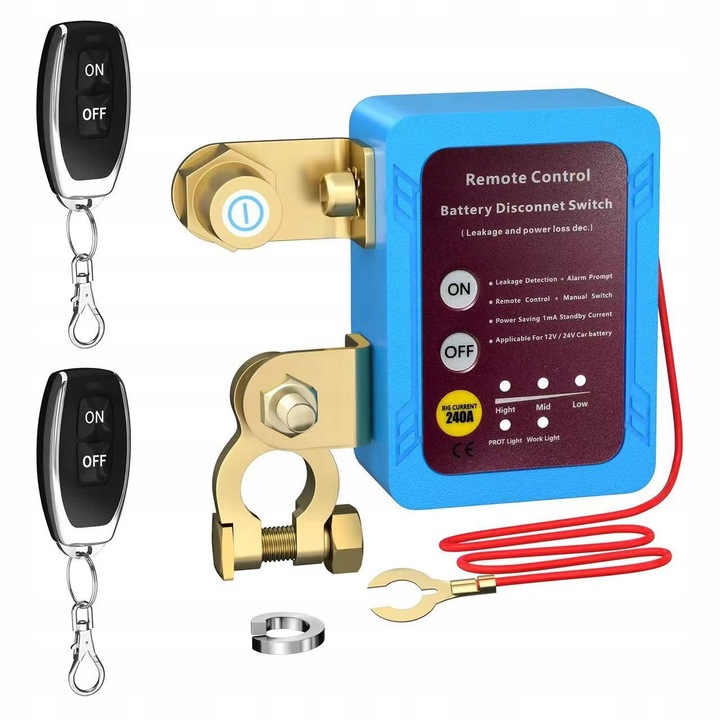 Zdalny automatyczny wyłącznik odłącznik akumulatora 12V 240A 2x pilot