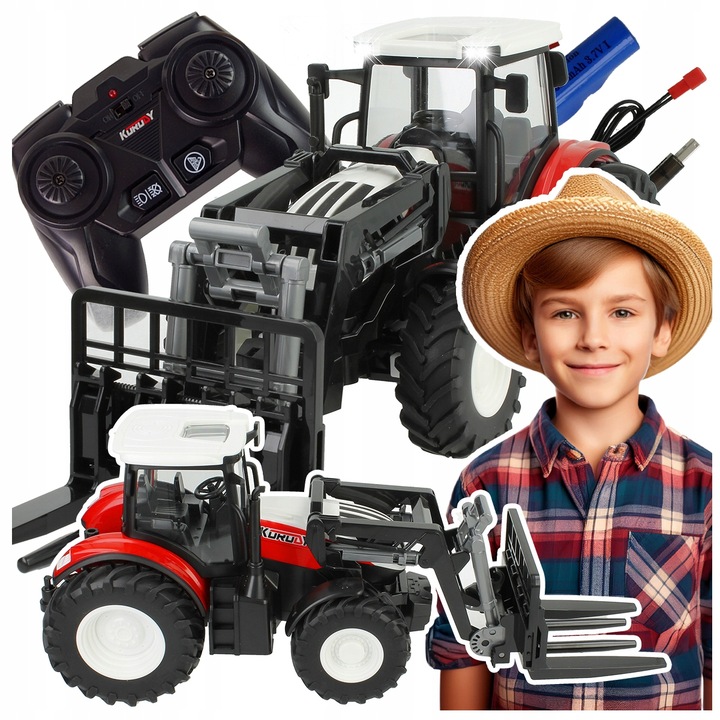 OGROMNY TRAKTOR ZDALNIE STEROWANY RC CIĄGNIK NA PILOT FARMA OŚWIETLENIE