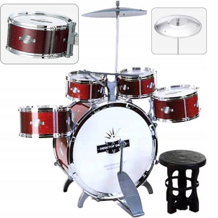 DUŻA PERKUSJA 5 BĘBNOWA KRZESEŁKO DLA DZIECKA BĘBNY TALERZE INSTRUMNET