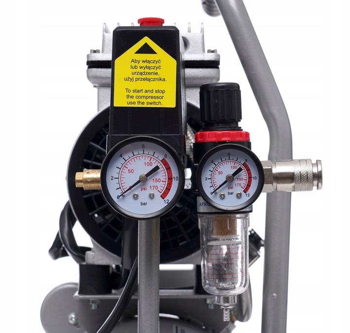 SPRĘŻARKA KOMPRESOR BEZOLEJOWY MOCNY WYDAJNY 6L 550W DWA TŁOKI R2 10 BAR