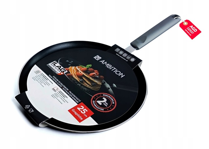 PATELNIA DO NALEŚNIKÓW AMBITION GRAPHITE 25CM INDUKCJA POWŁOKA ILAG BASIC