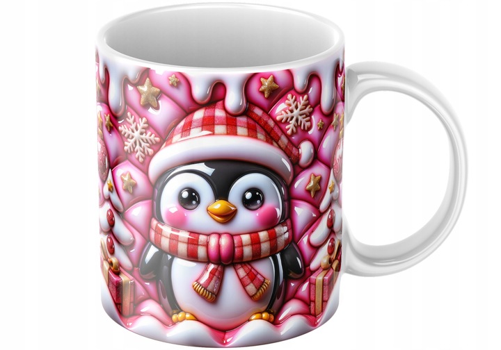 Świąteczny Kubek 3D Pingwin - Na Prezent - Bestseller - NOWOŚĆ - HIT
