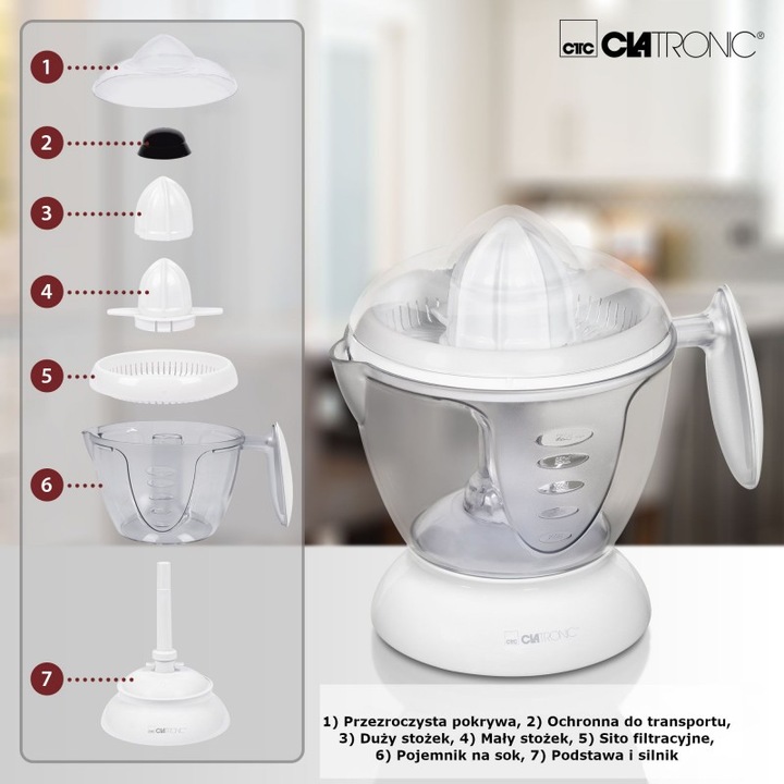 WYCISKARKA WYCISKACZ DO POMARAŃCZY CYTRUSÓW CYTRYN CLATRONIC 1 L