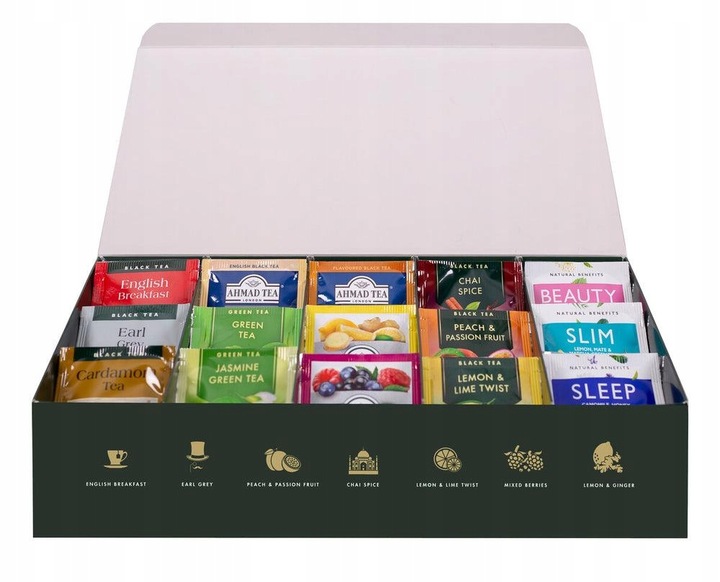 AHMAD Tea Discovery Set 90 torebek 15 smaków czarnych zielonych owoców