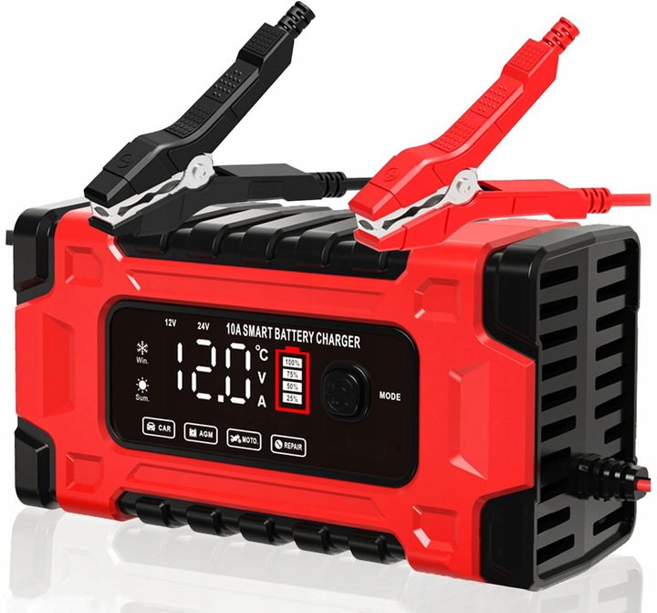 AUTOMATYCZNY INTELIGENTNY PROSTOWNIK ŁADOWARKA DO AKUMULATORA 12V 24V 10A