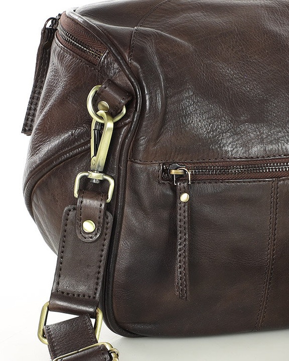 Torebka LISTONOSZKA damska SKÓRZANA szeroki pasek