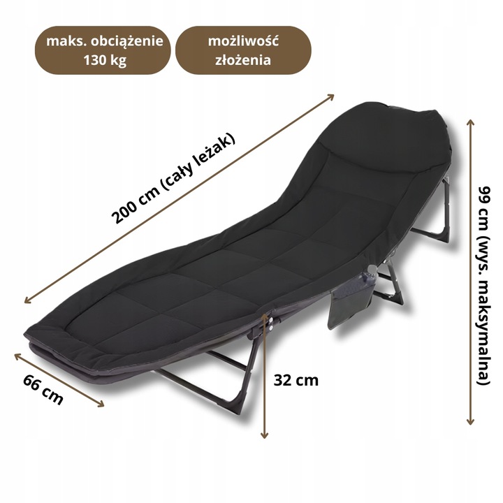 Łóżko Turystyczne Składane Polowe Leżak Kanadyjka Leżanka Stabilne Materac