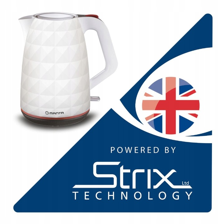 CZAJNIK ELEKTRYCZNY bezprzewodowy BIAŁY CICHY 2200W BEZ BPA FREE 1,7L Manta