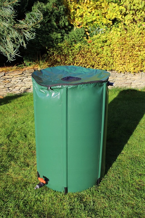 Beczka Zbiornik 250l Wodę z Rynny Deszczówkę Składany Pojemnik Deszczówka