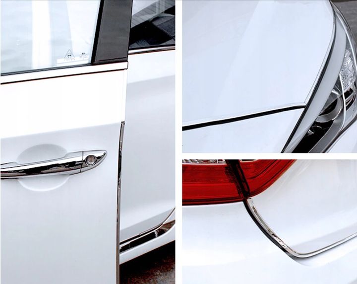 LISTWA OZDOBNA TAŚMA CHROM NA GRILL RANT DRZWI OSŁONA KRAWĘDZI SREBRNA 5 M