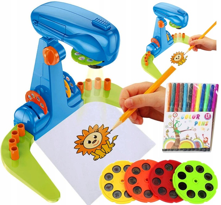 PROJEKTOR RZUTNIK DO NAUKI RYSOWANIA MALOWANIA ZE SLAJDAMI 32 SLAJDY MAZAKI