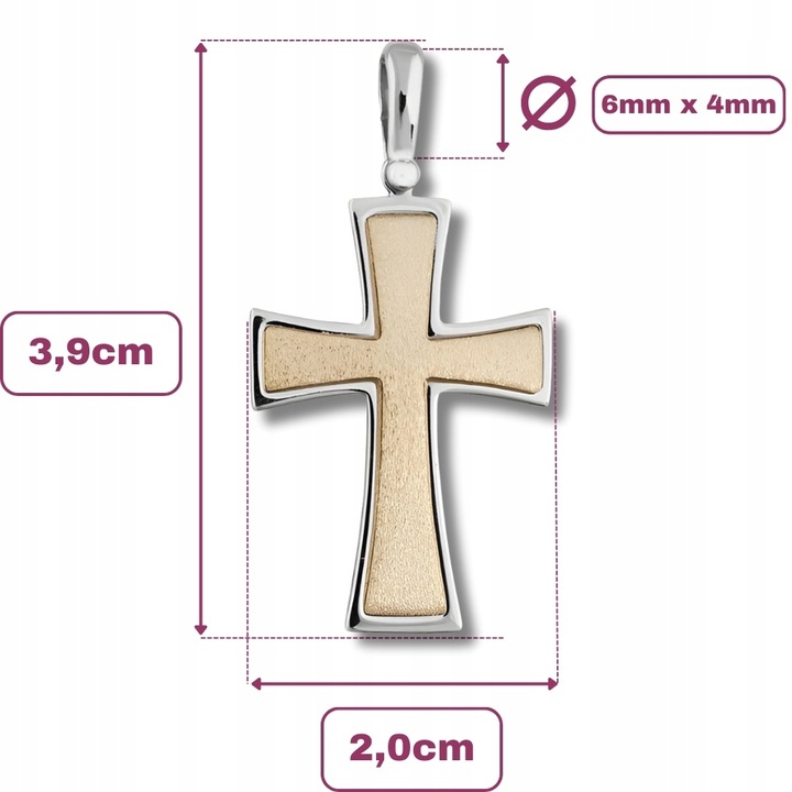 Krzyżyk Męski Srebrny Pozłacany Rodowany Elegancki Wysoka Jakość Srebro 925