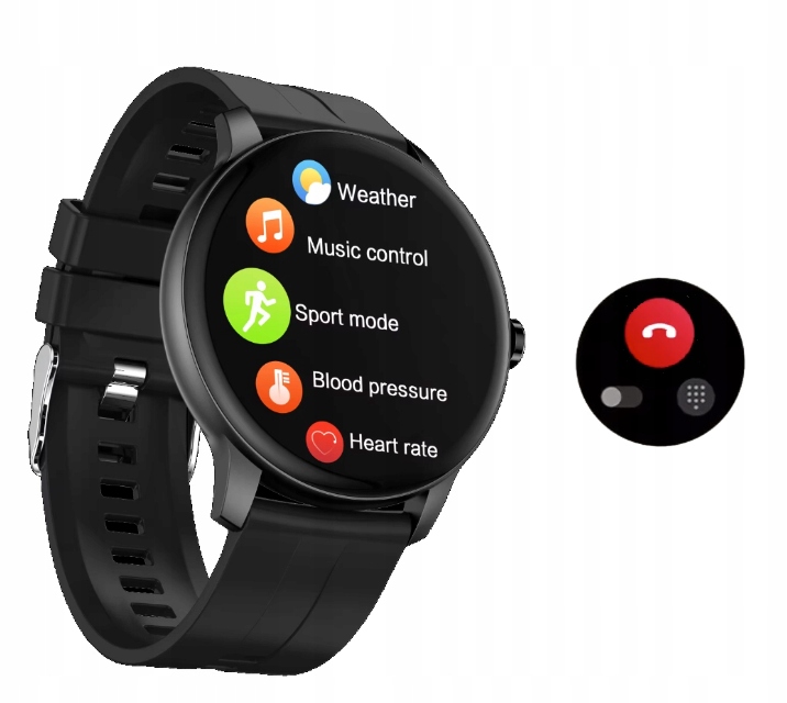 ZEGAREK SMARTWATCH SPORTOWY ROZMOWY MĘSKI DAMSKI POLSKIE MENU CZARNY 2PASKI