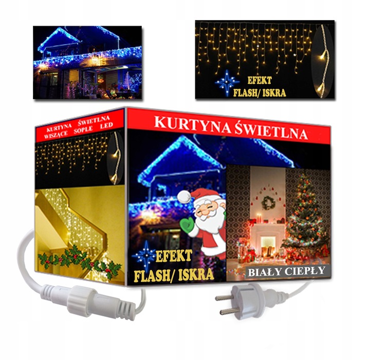 KURTYNA SOPLE 500 LED ZEWNĘTRZN BIAŁY CIEPŁY FLASH