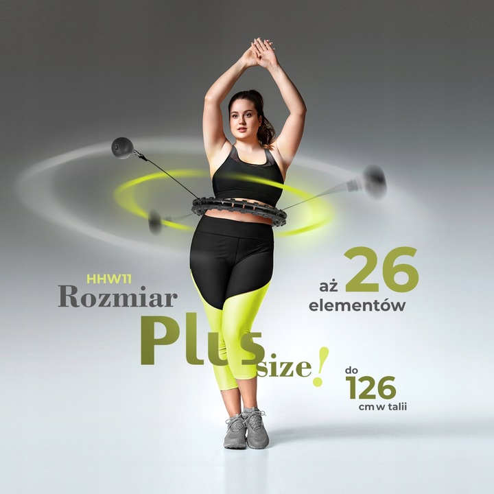 HULA HOP PLUS SIZE BLACK Z WYPUSTKAMI I OBCIĄŻNIKIEM HMS HHW11 DUŻE KOŁO