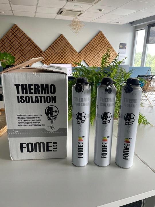 Piana PUR do ociepleń izolacji 850ml x 4 +pistolet +czyścik 500ml Fome Flex