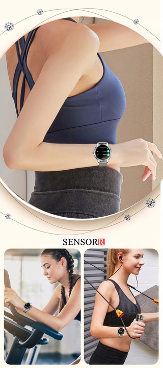 SREBRNY ZEGAREK SMARTWATCH DAMSKI ROZMOWY CIŚNIENIOMIERZ PULSOMETR KROKI PL