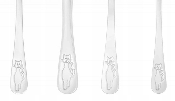 GERLACH SZTUĆCE DZIECI DZIECIĘCE KOMPLET 4EL KOTKI STAL NIERDZEWNA BON TON