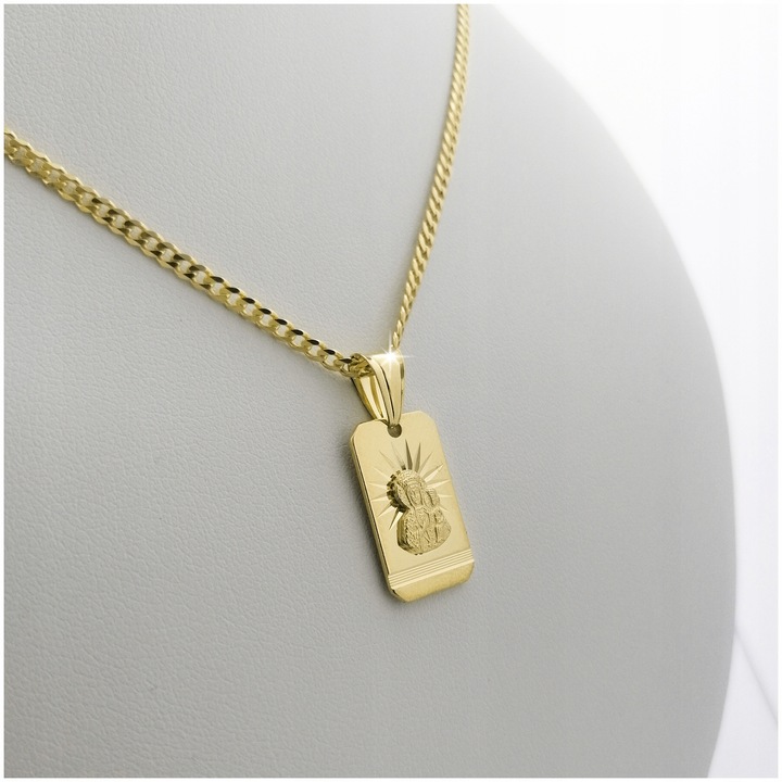 ZŁOTY ŁAŃCUSZEK I MEDALIK MATKA BOSKA CZĘSTOCHOWSKA DLA CHŁOPCA NA KOMUNIĘ