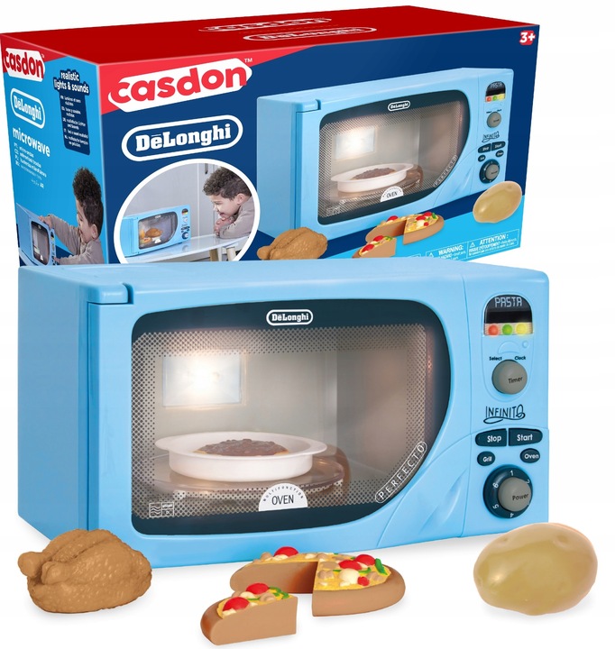 KUCHENKA MIKROFALOWA MIKROFALÓWKA DLA DZIECI DŹWIĘK ŚWIATŁO DELONGHI 30 CM