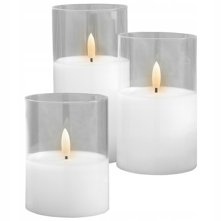 ŚWIECZKI 3 DUŻE OZDOBNE ŚWIECE DEKORACJA ŚWIĄTECZNA LED STEROWANE PILOTEM