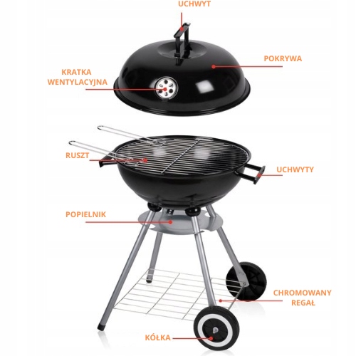 GRILL WĘGLOWY Z POKRYWĄ RUSZT WĘGLOWY LUND