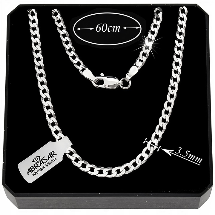 SREBRNY MĘSKI ŁAŃCUSZEK PANCERKA 035/60cm SREBRO 925 SOLIDNY SPLOT