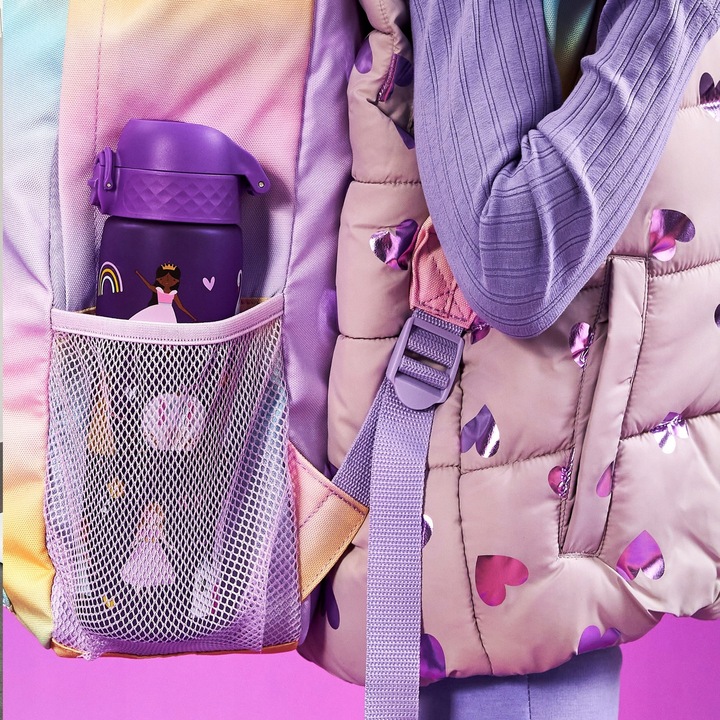 BUTELKA BIDON NA WODĘ FIOLETOWY ZAMEK KSIĘŻNICZKI JEDNOROŻEC TĘCZA ION8 0,5