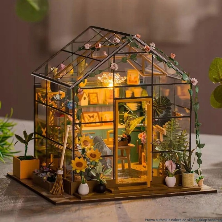 Domek dla Lalek Drewniany LED Piętrowy Retro Model do Złożenia DIY Meble