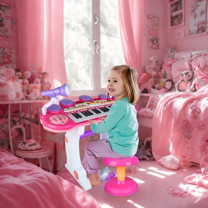 ORGANY ORGANKI KRZESEŁKO PIANINKO MP3 Z MIKROFONEM KEYBOARD USB DLA DZIECI
