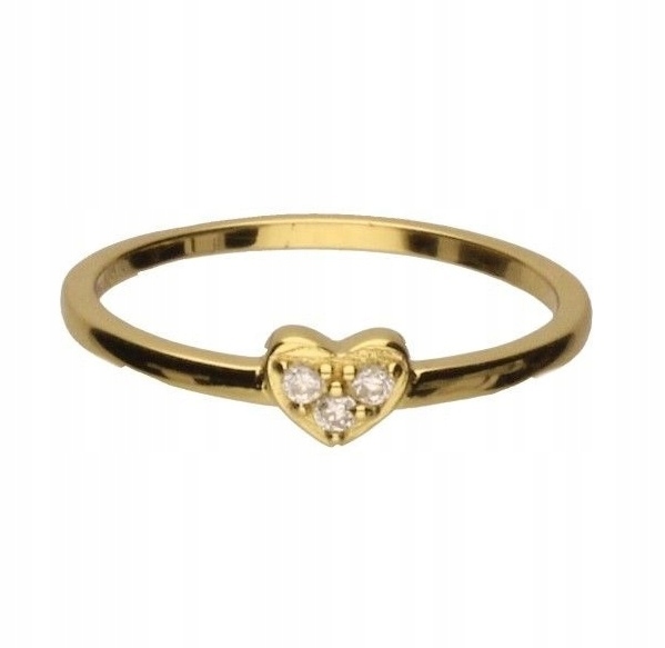 PIERŚCIONEK SERDUSZKO CYRKONIE BIAŁE SREBRO POZŁACANE ZŁOCONE #10