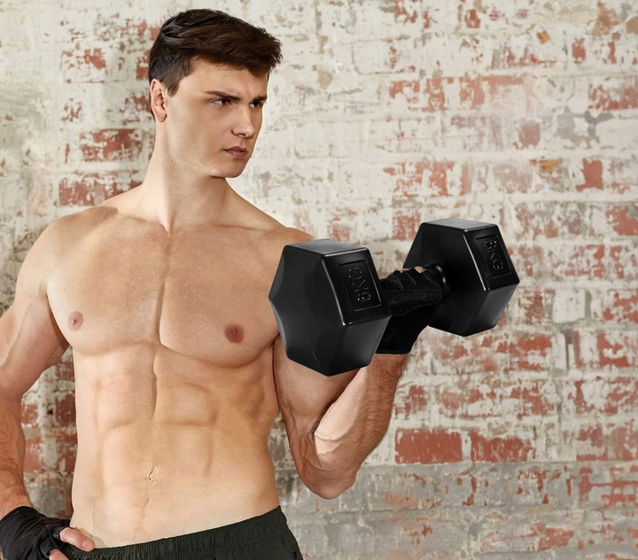 ZESTAW HANTLI HANTELKÓW HANTLE BITUMICZNE DO ĆWICZEŃ FITNESS CIĘŻARKI 2x6kg