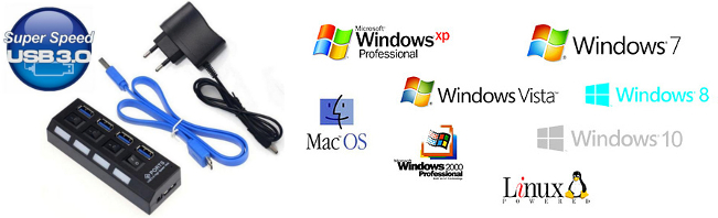 HUB USB 3.0 AKTYWNY ROZDZIELACZ 4 porty + zasilacz