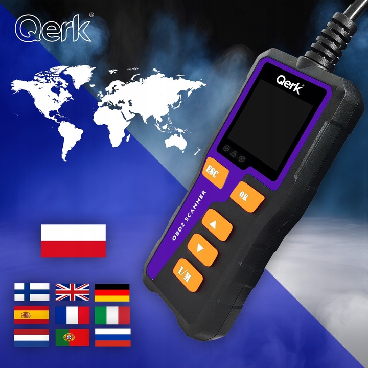 INTERFEJS DIAGNOSTYCZNY TESTER OBD2 POLSKIE MENU QERK T51 KOLOROWY ELM327