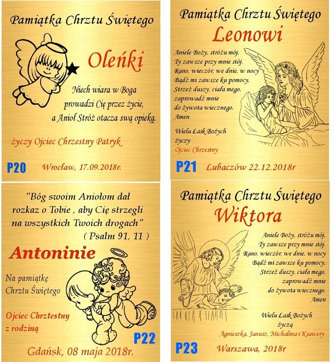 Złoty aniołek 333 łańcuszek gratis grawer Chrzest