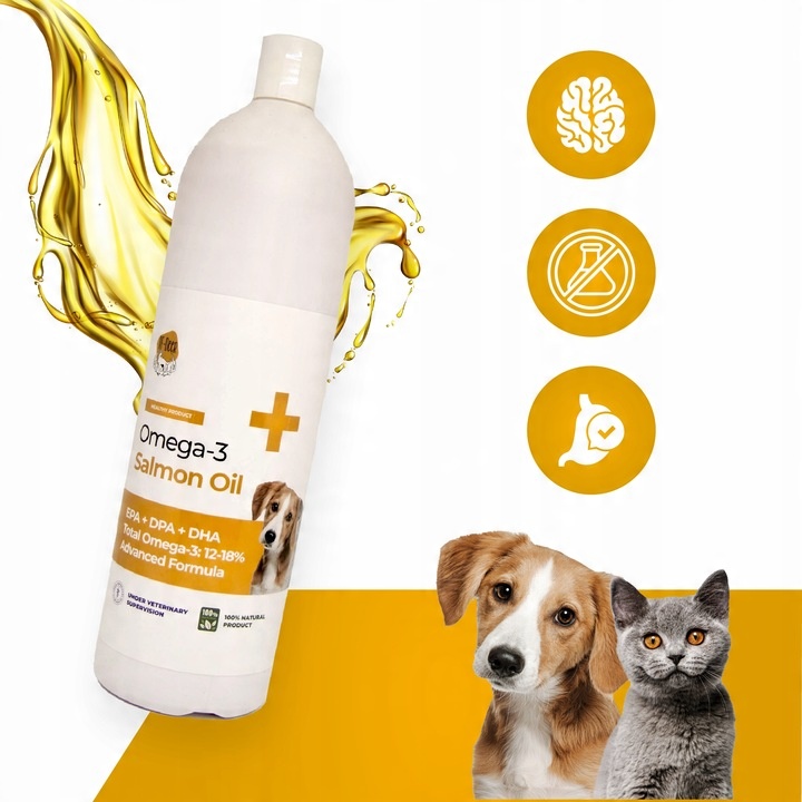 Olej z łososia norweskiego dla psa kota konia 1000 ml 1 Litr GRATIS pompka