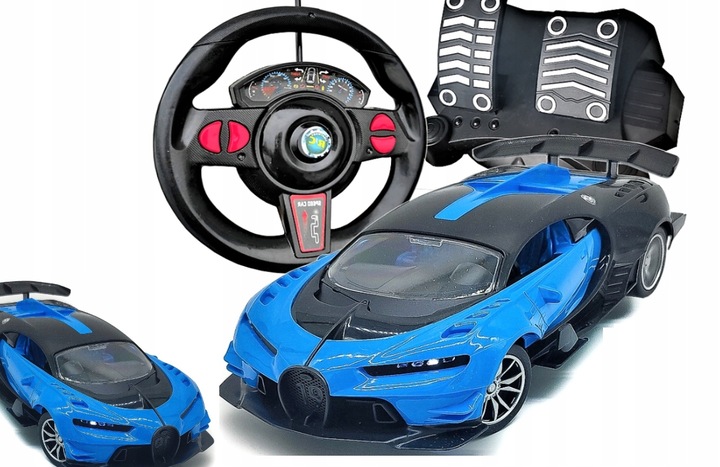Samochód ZDALNIE STEROWANY RC AUTO KIEROWNICA PEDAŁY Niebieski