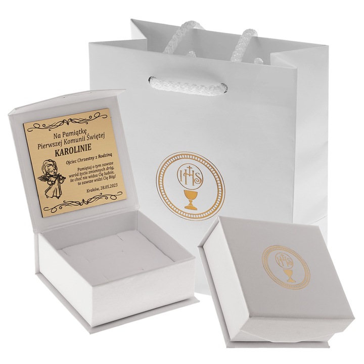 ZŁOTY ŁAŃCUSZEK I MEDALIK MATKA BOSKA CZĘSTOCHOWSKA DLA CHŁOPCA NA KOMUNIĘ