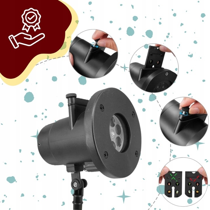 PROJEKTOR LASEROWY LED ŚWIĄTECZNY RZUTNIK NA DOM 48 WZORÓW CHOINKA MIKOŁAJ