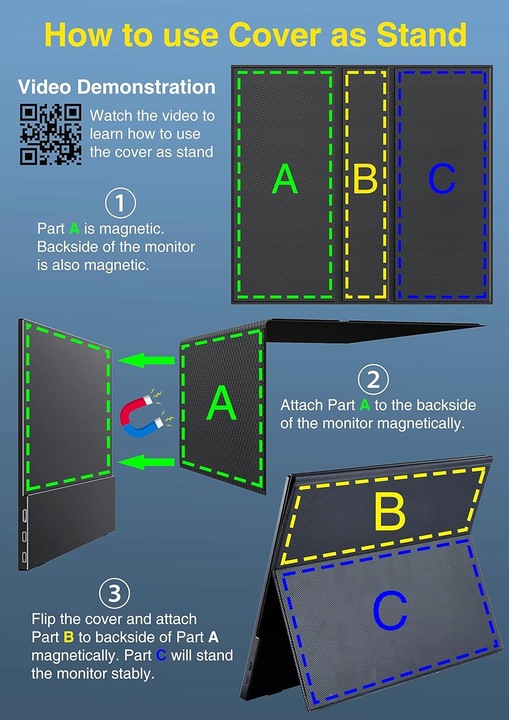Monitor Cocopar Y156FH7S 15,6 " 1920 1080 USB C mini hdmi FHD HDR Xbox PS4