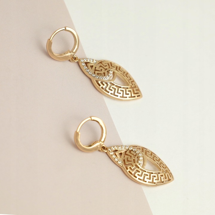 BIŻUTERIA ZE STALI CHIRURGICZNEJ, POZŁACANE KOLCZYKI WISZĄCE Z CYRKONIAMI