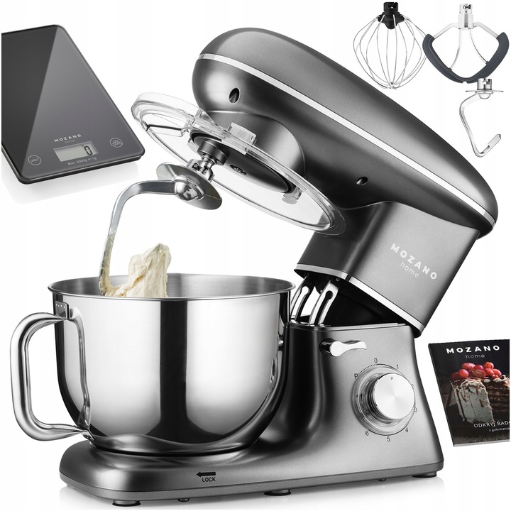 ROBOT PLANETARNY KUCHENNY MIKSER 6,2L DUŻY ZESTAW + WAGA + PRZEPISY MOZANO
